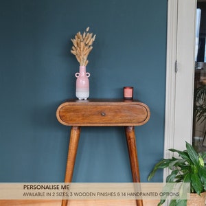 Small Console Table with Drawer, Solid Wood, Vintage Style Entryway Table Dark Brown