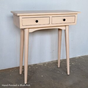 Hand Painted Blush Pink Mango Wood Desk | Scandinavian Console Table
