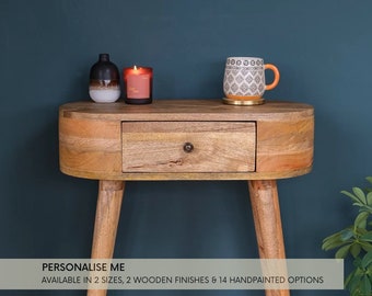 Solid Mango Wood Oval Console Table | Vintage Style Hallway Table