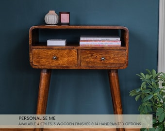 Mini Mango Wood Console Table | Entryway Hall Table with Drawers