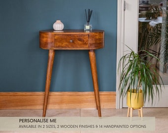 Mango Wood Console Table | Small Hallway Storage with Drawer