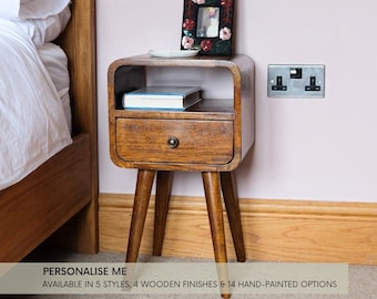 Handcrafted Mango Wood Bedside Table | Rustic Nightstand, Storage Drawer