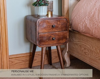 Chestnut Mango Wood Bedside Table | Mid-Century Modern Nightstand