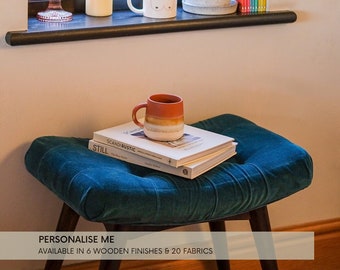 Teal Velvet Bench: Solid Mango Wood, Nordic Style