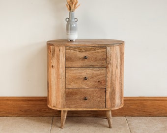 Solid Mango Wood Chest of Drawers | Rustic Bedside Cabinet