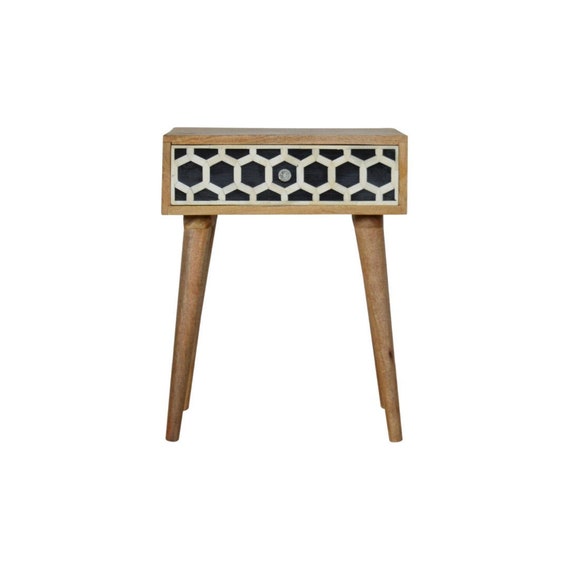 Bone Inlay Bedside Table Solid Wood Bedside Etsy