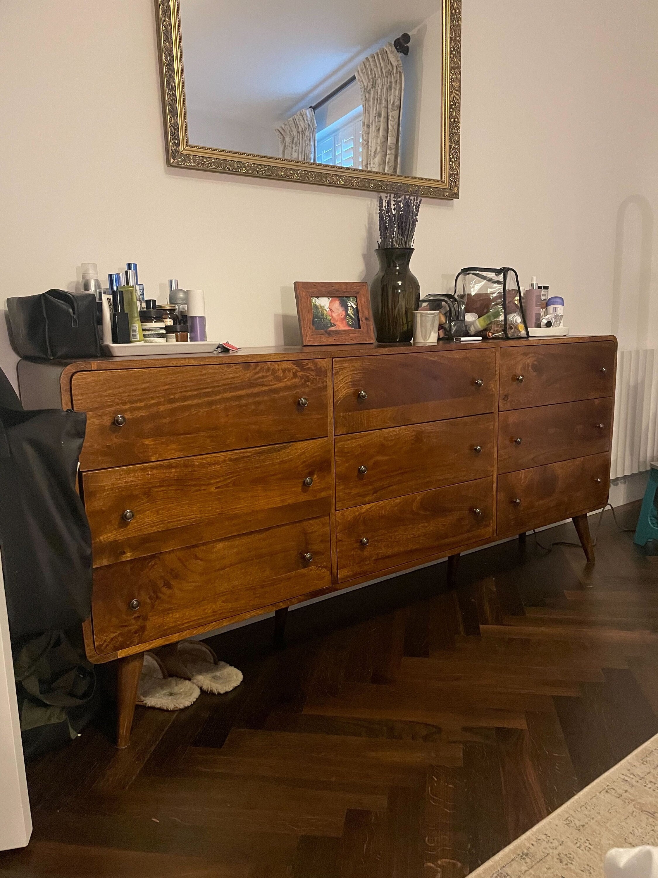 Second hand dark wood 2024 chest of drawers
