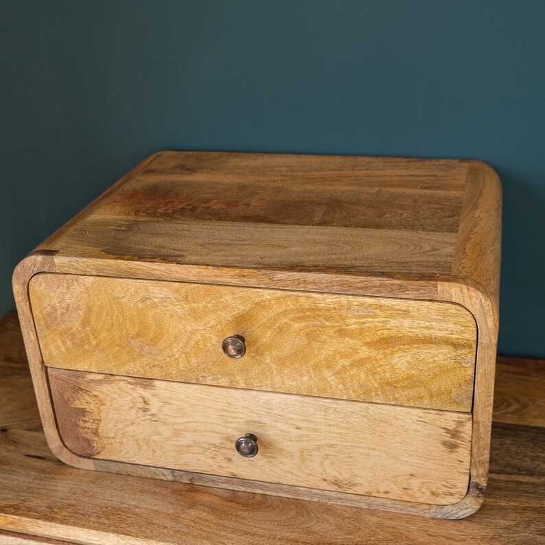 Mango Wood Floating Nightstand | Mid Century Modern Bedside Table Bild 7