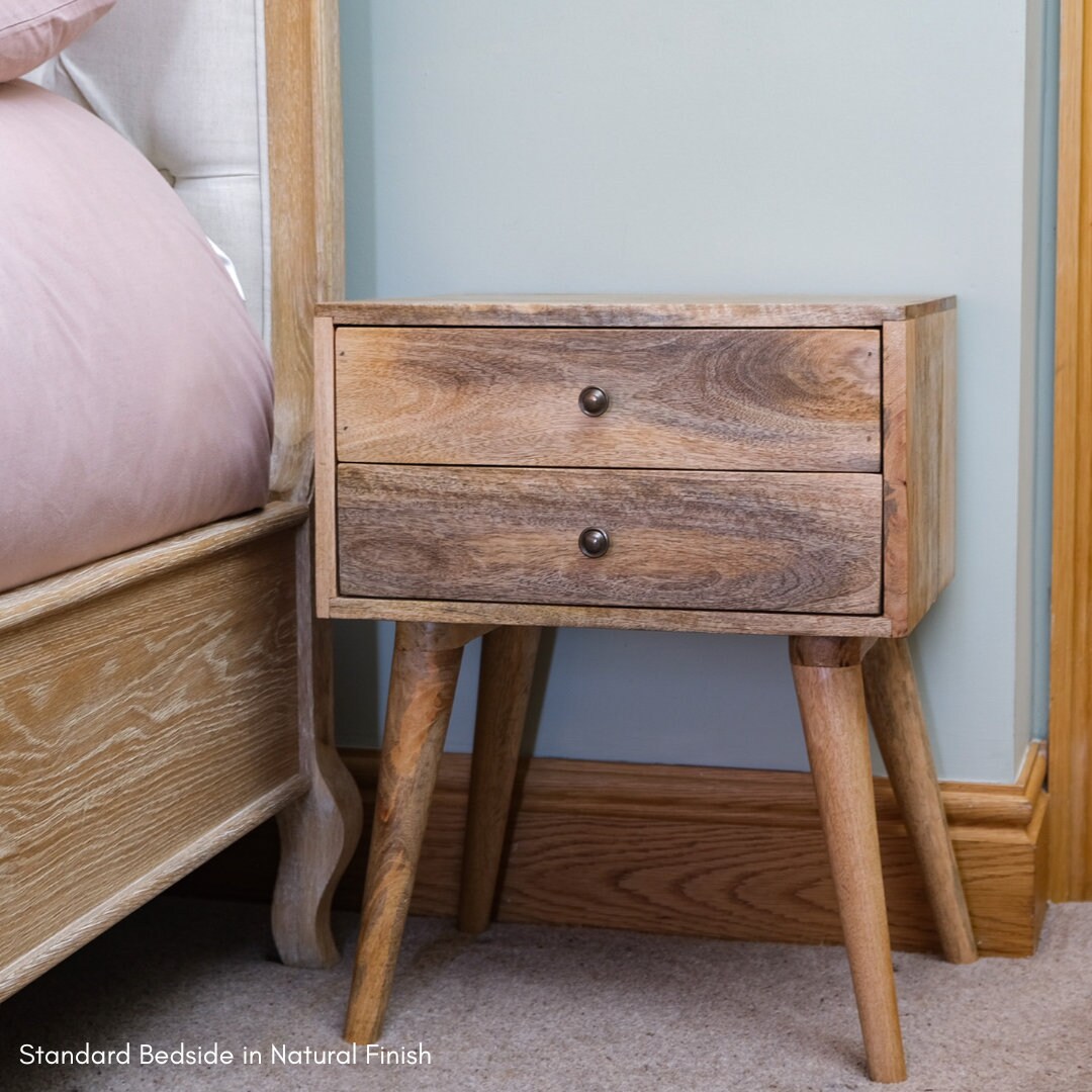Handcrafted Mango Wood Bedside Table | Scandinavian Nightstand With ...