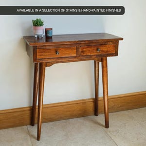 Dark Wood Console Table with 2 Storage Drawers Small Entryway Table