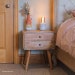 Curved Bedside Table with 2 Storage Drawers in Light Mango Wood | Hand Painted Option Available 