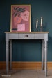 Small Writing Desk Handpainted in Grey with Single Drawer in Solid Wood | Hand Painted Option Available 