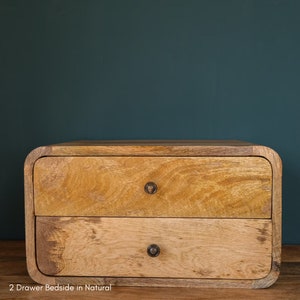 Mango Wood Floating Nightstand | Mid Century Modern Bedside Table Bild 6
