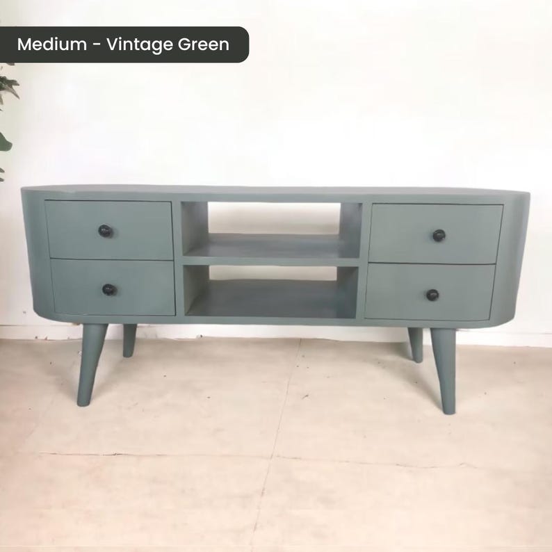 Solid Wood TV Stand 110cm Wide with Storage for Living Room Natural Light Brown zdjęcie 10