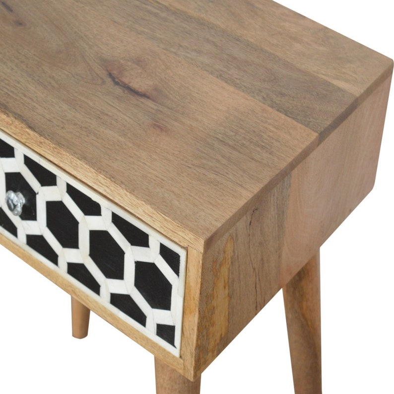 Bone Inlay Bedside Table Solid Wood Bedside Etsy