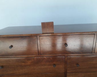 Chestnut Mango Wood Dresser | Retro Style 7-drawer Bedroom Storage - Etsy