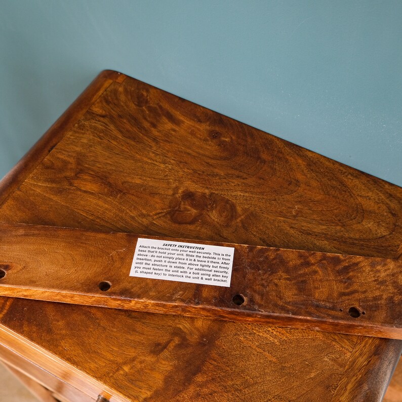 Mango Wood Floating Nightstand | Mid Century Modern Bedside Table Bild 5