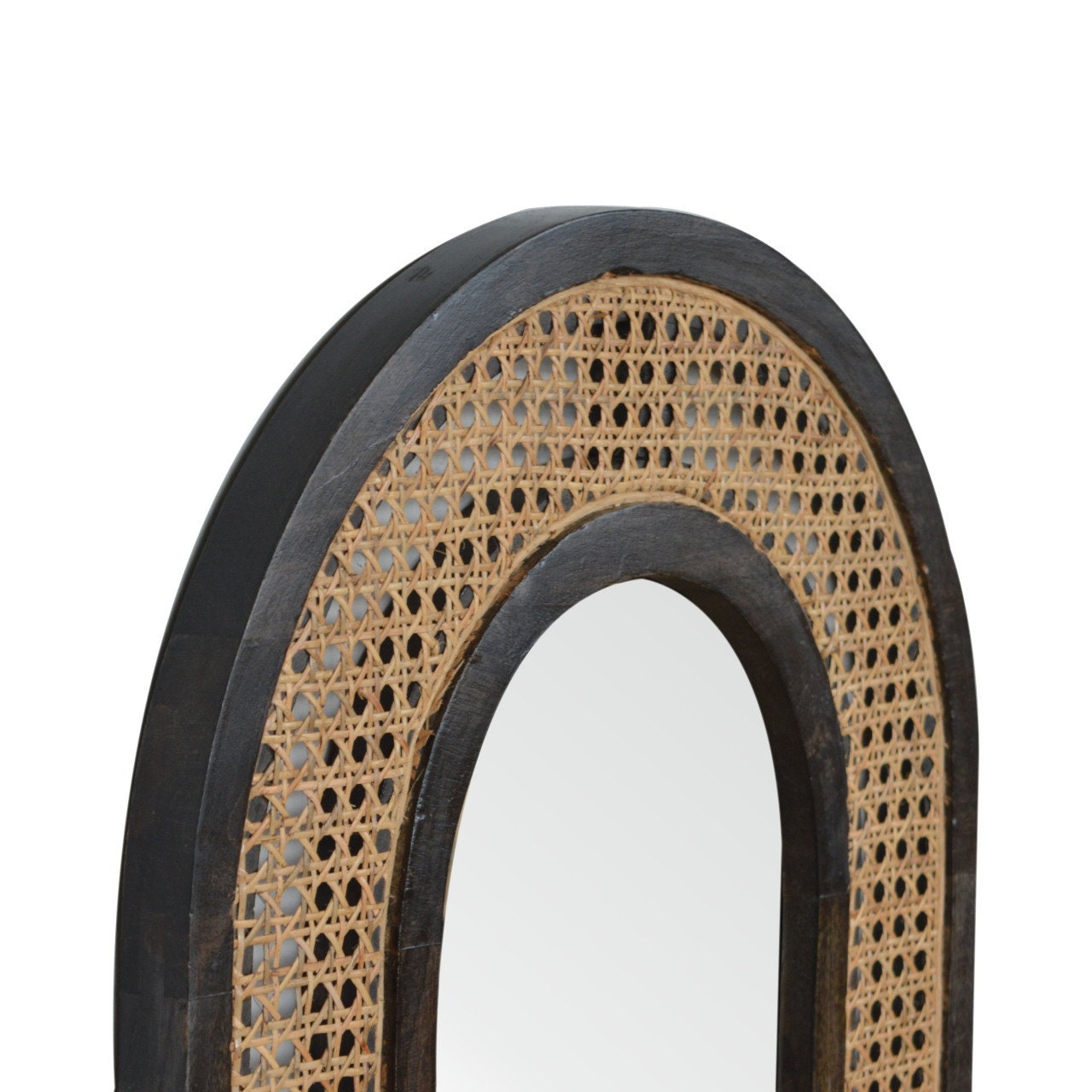 Black Rattan Mirror Bedroom Mirror Oval Living Room Wall Etsy