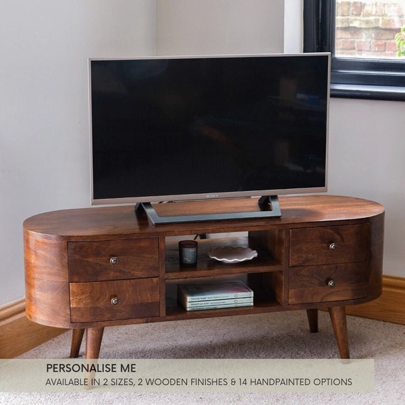 Rounded Edge Dark Brown Mango Wood Finish Sideboard With 2 Cabinets And 2 Drawers Rounded Edge Dark Brown Mango Wood Finish Sideboard With 2 Cabinets And 2 Drawers