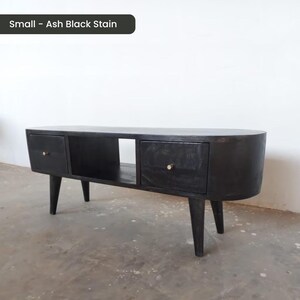 Solid Wood TV Stand 110cm Wide with Storage for Living Room Natural Light Brown zdjęcie 15