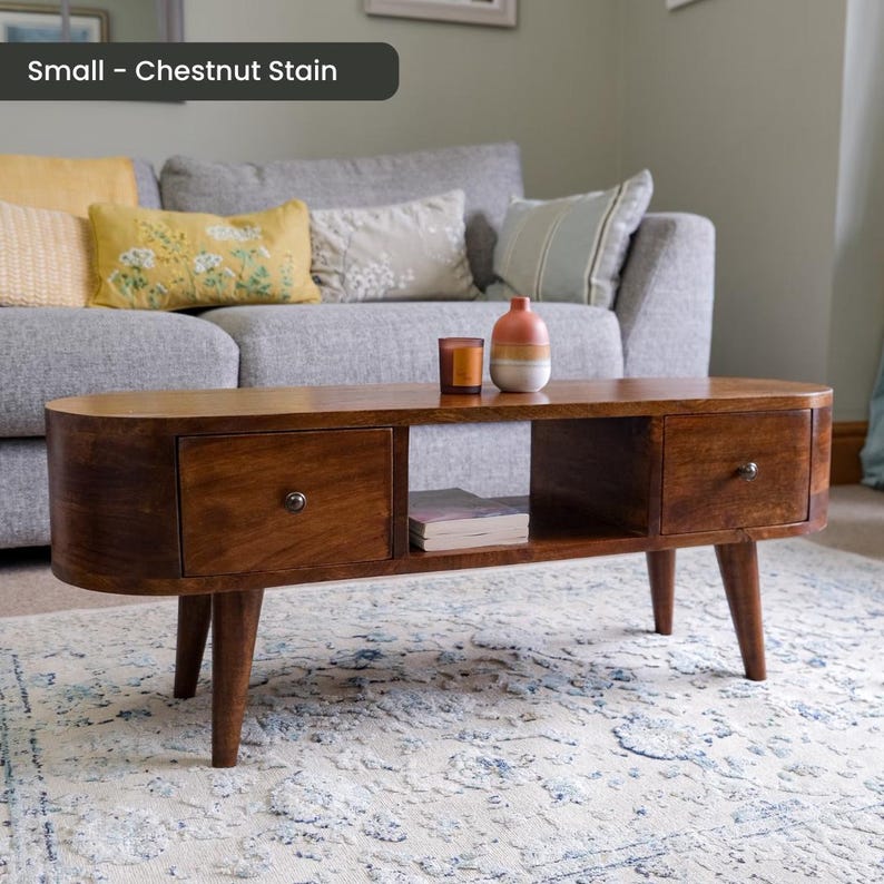 Solid Wood TV Stand 110cm Wide with Storage for Living Room Natural Light Brown zdjęcie 16