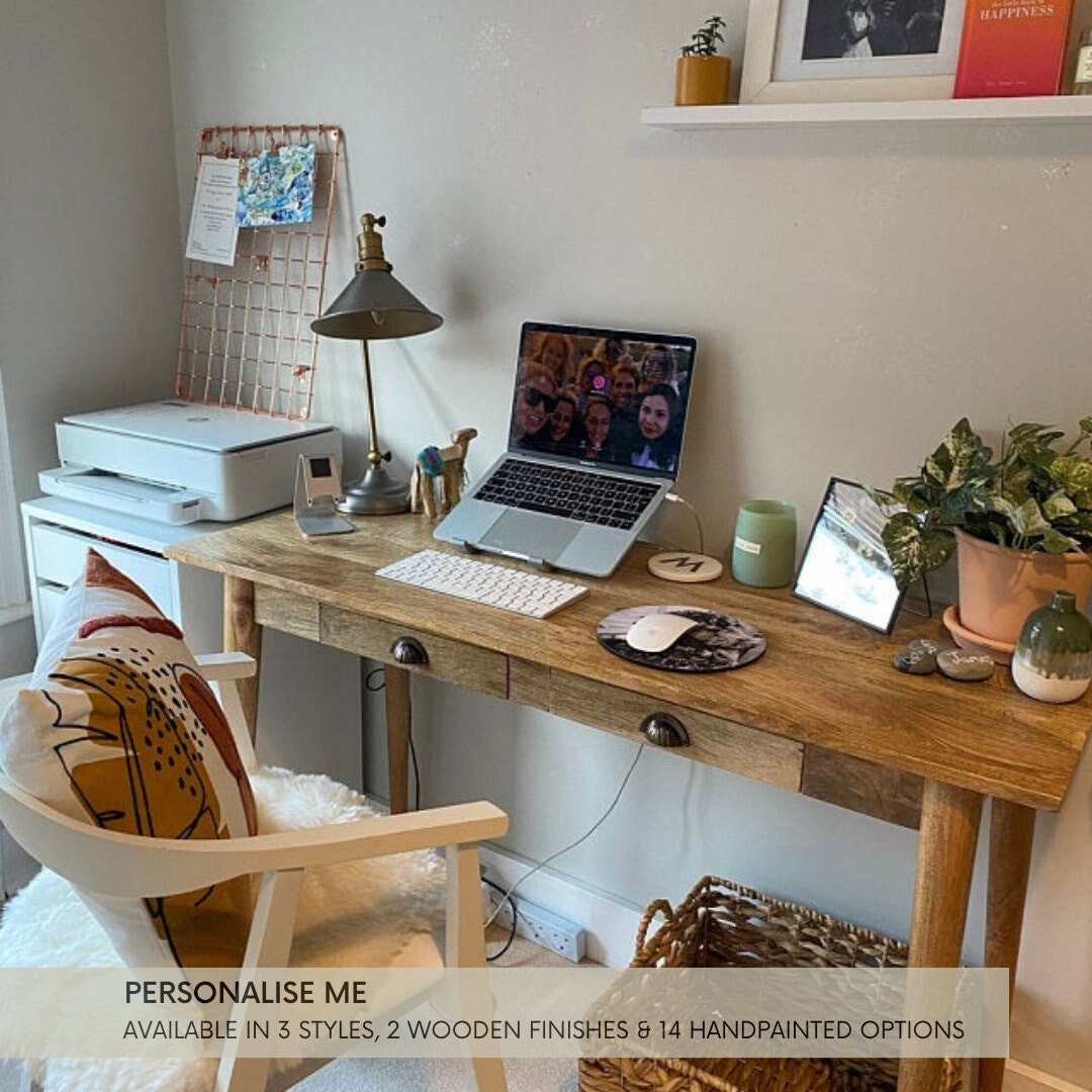 Rustic Craft Desk with 2 Drawers and Doors