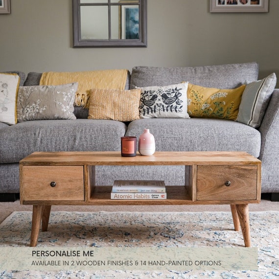 Rectangle coffee table with drawers discount
