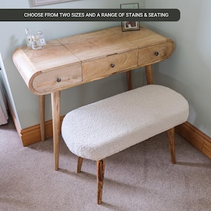 Mango Wood Vanity Table and Bench Set with Storage Handmade Dressing Room Furniture