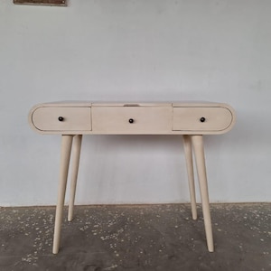 Hand Painted Mango Wood Dressing Table | Vintage Style Vanity with Mirror
