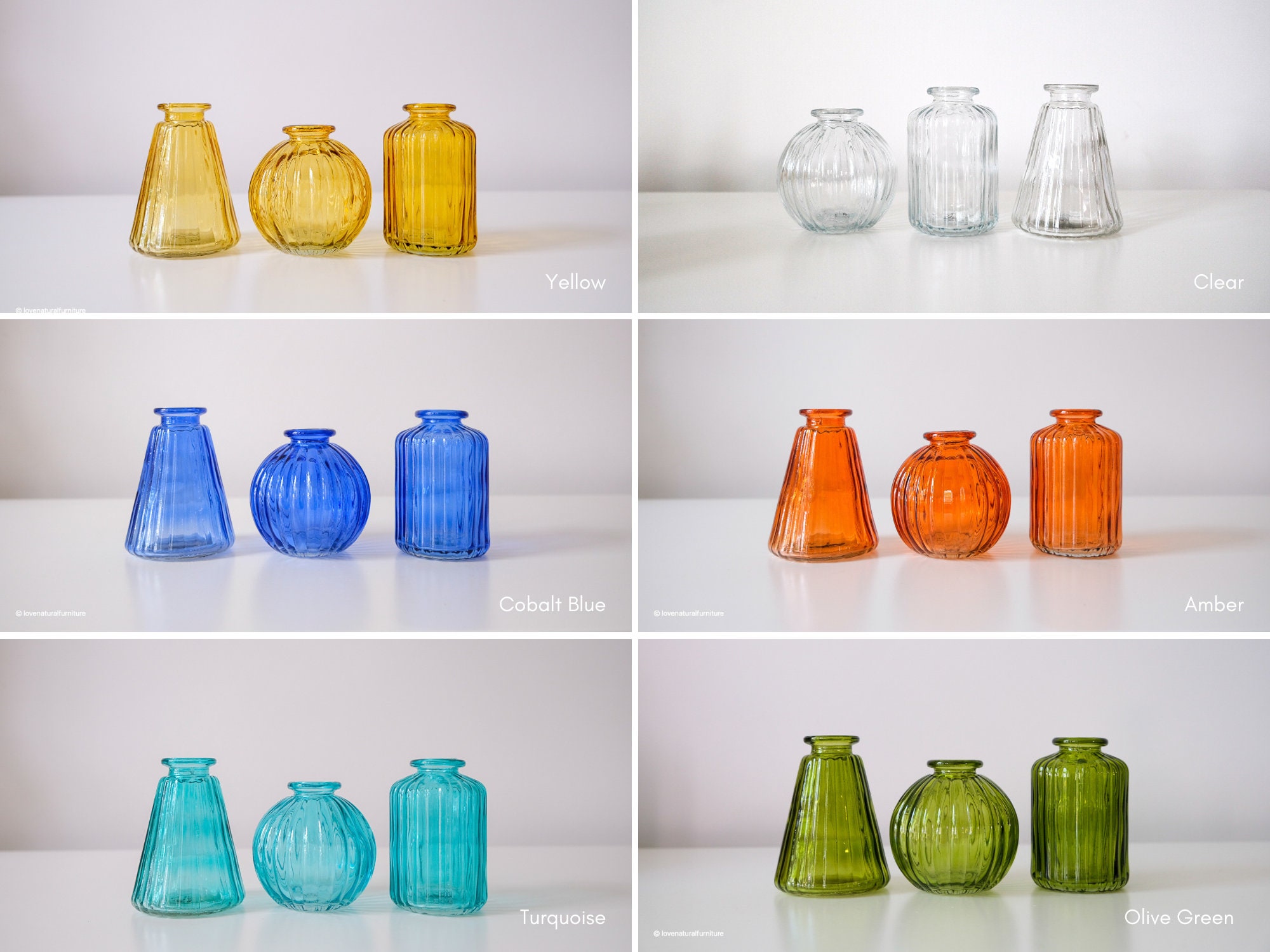 Small Coloured Glass Bud Vases Assorted Set of 3 Yellow Clear Etsy UK