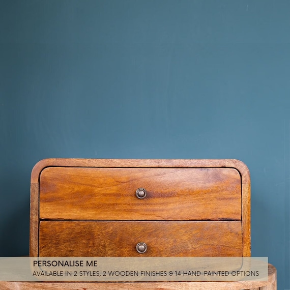 Mango Wood Floating Nightstand | Mid Century Modern Bedside Table