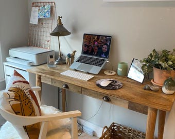 Wooden Desk with Drawers - Handmade Scandinavian Style Writing Desk for Home Office