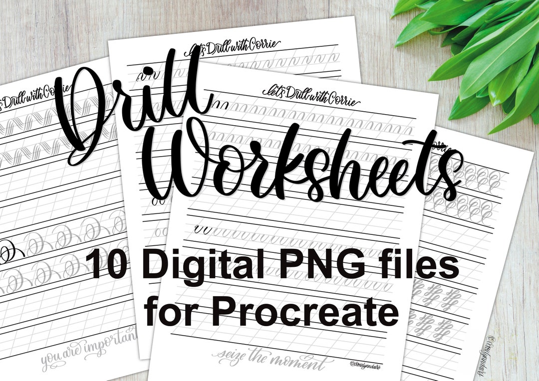 Modern Calligraphy Drill Worksheets for Procreate Hand Lettering | PNG ...