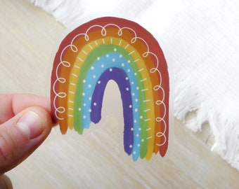 Rainbow Paint Strokes of Positivity CLEAR 3" Vinyl Sticker Waterproof Decal for Water Bottles, Phones, Journals