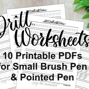 Modern Calligraphy Brush & Pointed Pen Drill Worksheets With Traceable Words of Affirmation | Made By Corrie Lynn
