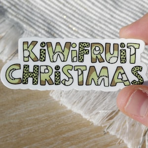 Kiwifruit Christmas New Zealand Berry Merry Fruity Kiwiana Christmas 3&quot; Vinyl Waterproof Sticker