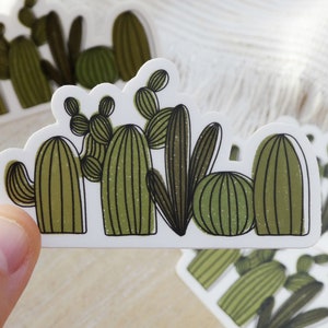 Calcomanía de vinilo impermeable de 7,6 cm para amantes de los cactus, ideal para botellas de agua, teléfonos y portátiles.