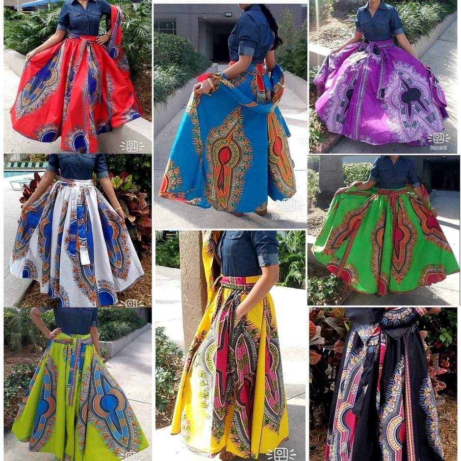 African Long Maxi Skirt African Dashiki Skirt African Skirt Long Afri…
