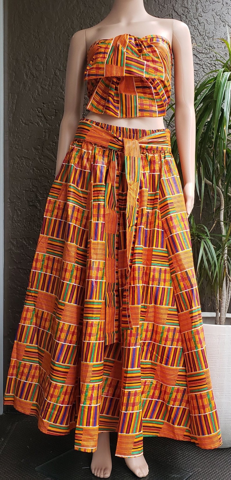 African Kente Skirt With Scarf African Long Maxi Skirts Etsy