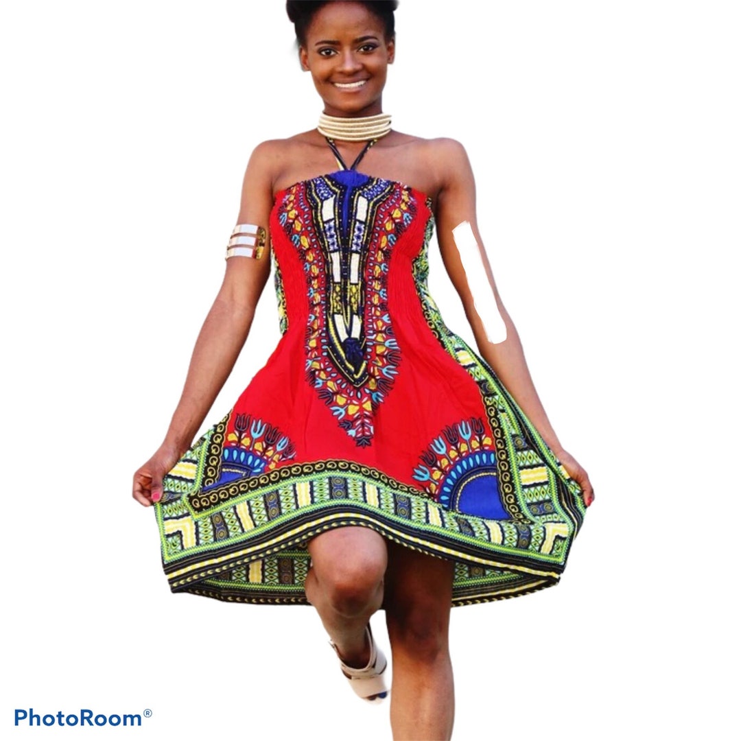 African Dashiki Dress 100% Cotton One Size Fits Most Dashiki Print ...