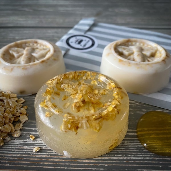 Honey & Oatmeal, Shea Butter Handmade Soap Pack of 3 (55g each). christmas/Birthday/Wedding/Baby Shower Gift. Natural Soap, stocking filler