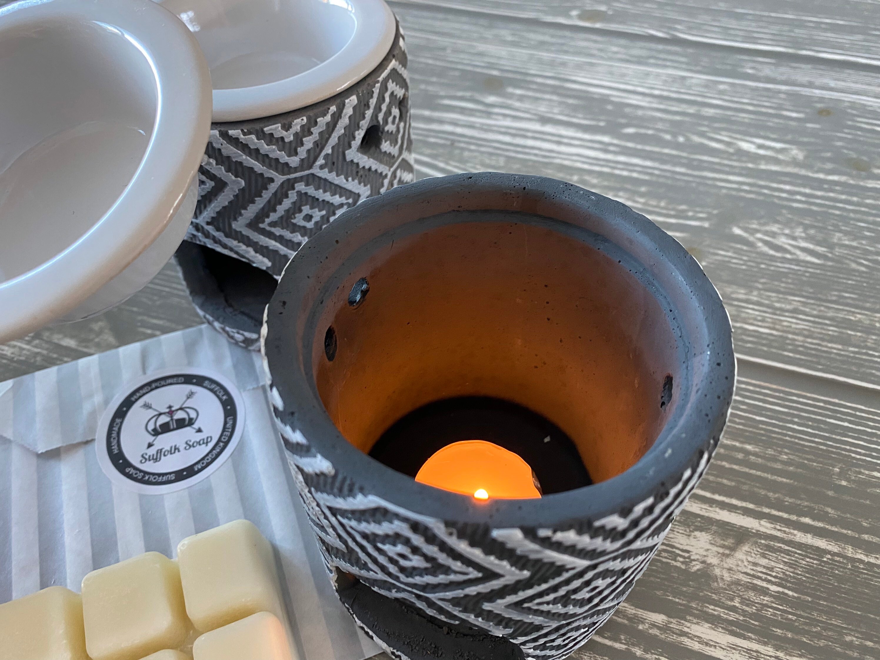 Wax Melt Burner / Oil Burner Grey Dark Grey Concrete Etsy