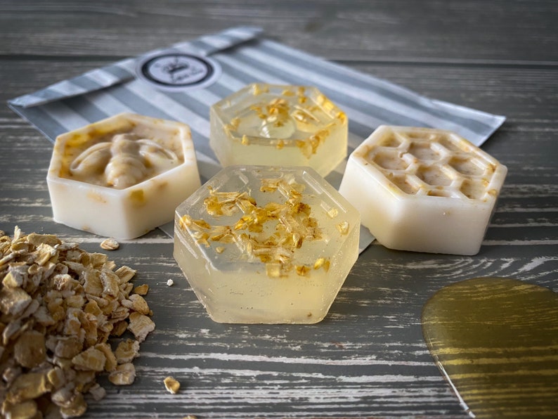 Honey & Oatmeal Handmade Soap Set of 4. Homemade and Handpoured in Suffolk. Natural Soap 
