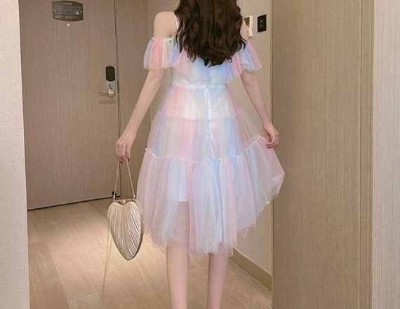 pastel rainbow dress womens