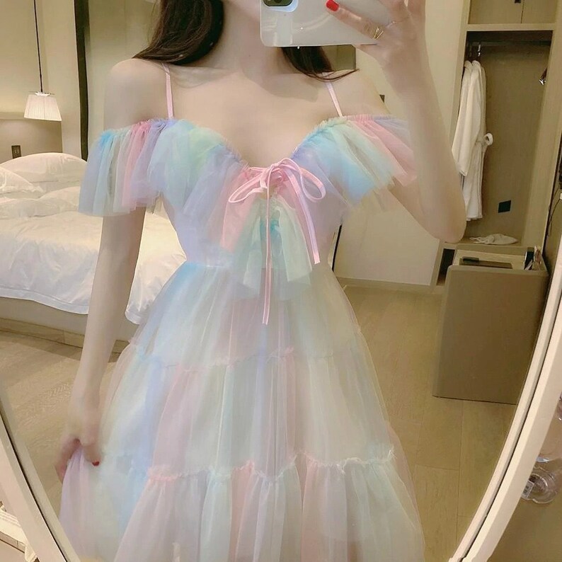 Pastel Rainbow Dress Summer Dress Nap Dress Dress Women Etsy