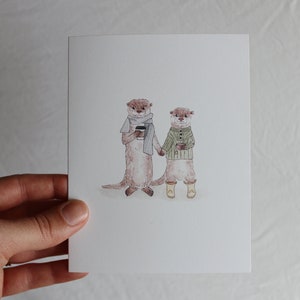otter card, best friend card, cute otter card, otters in sweaters, cute best friend card