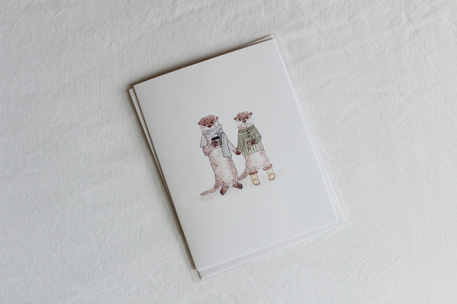 Otter Card, Best Friend Card, Cute Otter Card, Otters in Sweaters, Cute ...