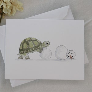 turtle snowman christmas card, watercolor christmas card, funny christmas card, blank christmas card, blank holiday card, size A2