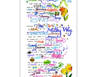 I Wandered Lonely as a Cloud: Calligraphy Print