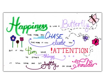 Happiness is Like a Butterfly: Calligraphy Print